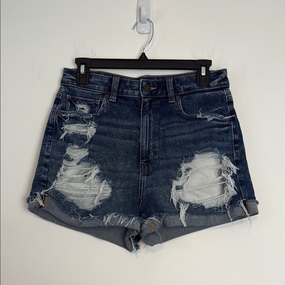 American Eagle Women’s Mom Shorts Distressed Denim/Jean. High-Rise. Size 8. - Picture 1 of 12